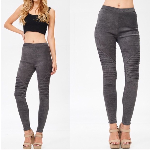 RUTHIE Suede Leggings - GREY - Picture 4 of 4